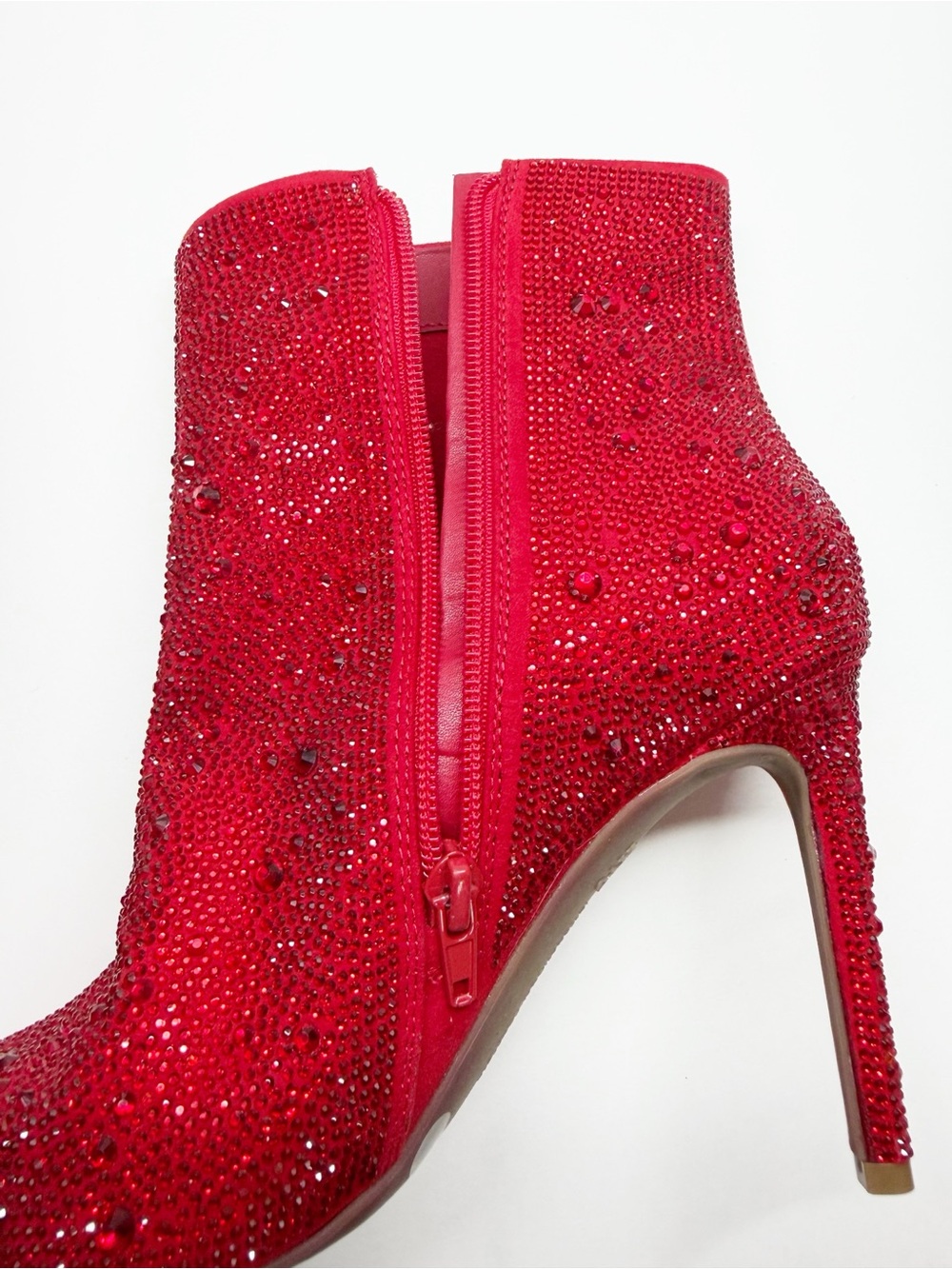 INC Red Rhinestone Bling Stiletto Ankle Boots - Picture 8 of 13